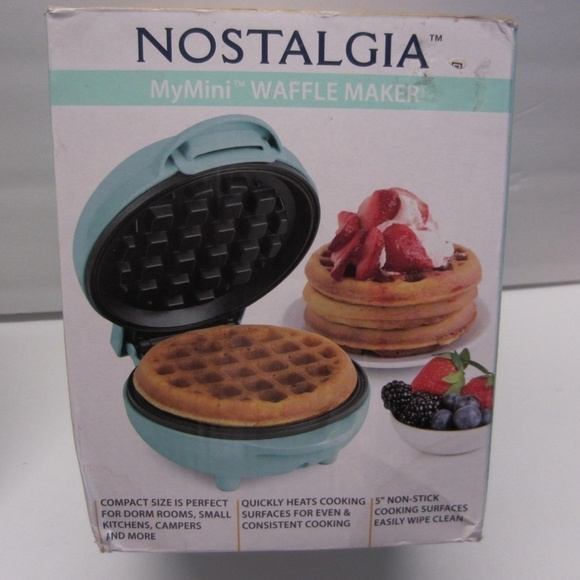 Nostalgia MyMini Personal Electric Waffle Maker, MWF5TL Teal Blue - Picture 2 of 15